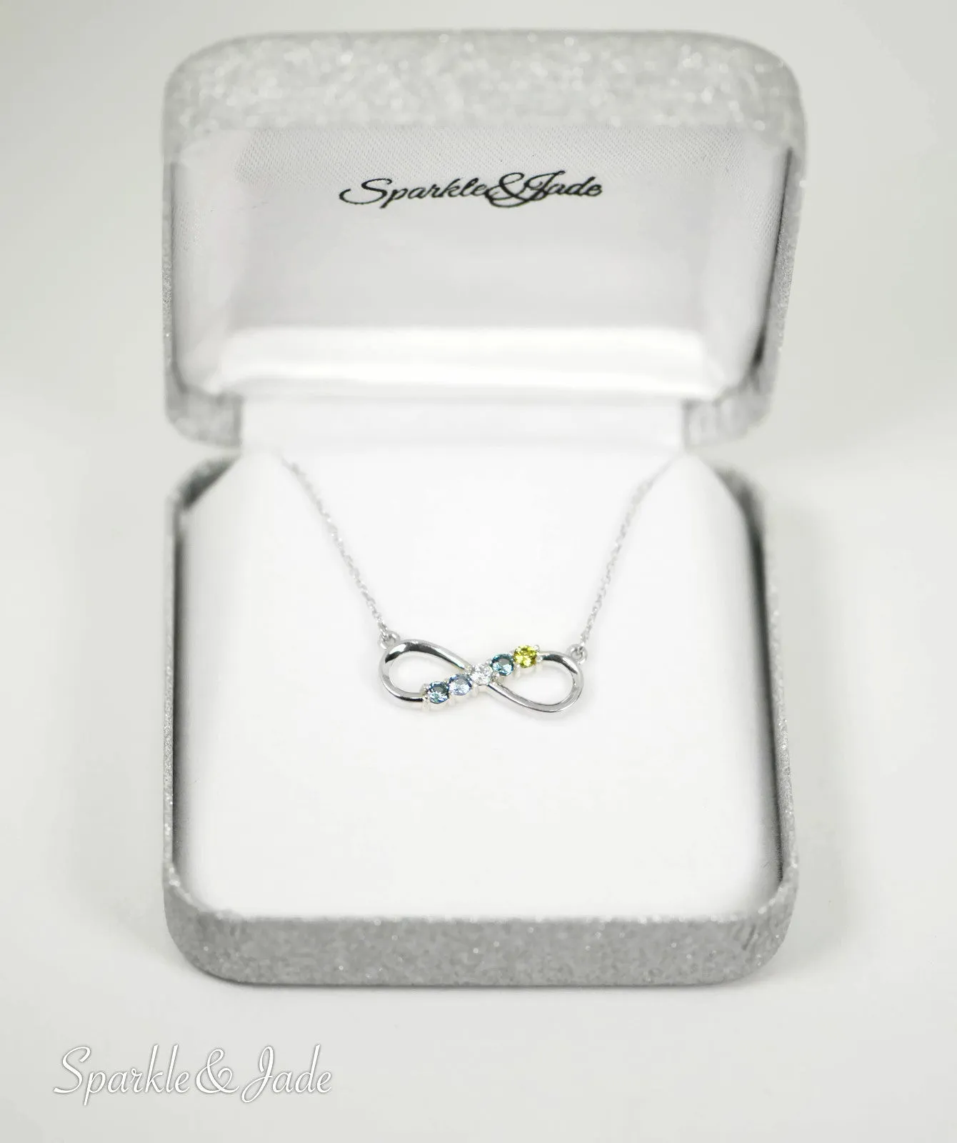 Infinity Mother's Family Birthstone Station Pendant Necklace