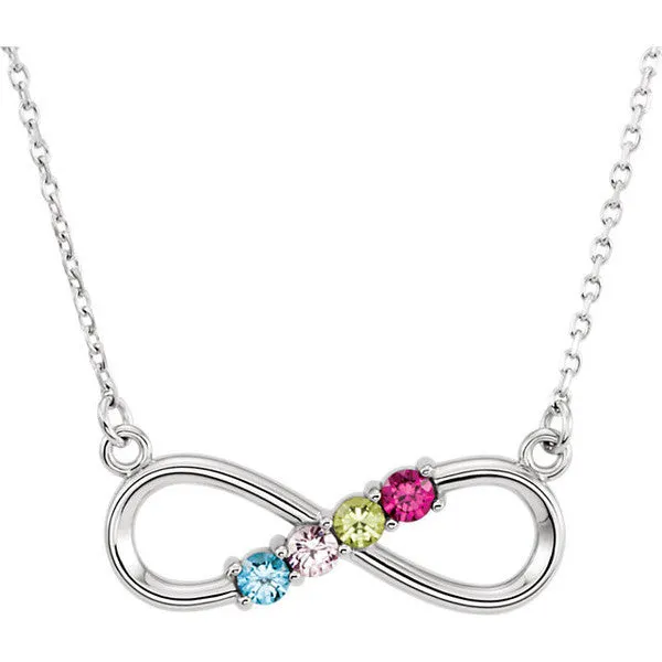 Infinity Mother's Family Birthstone Station Pendant Necklace