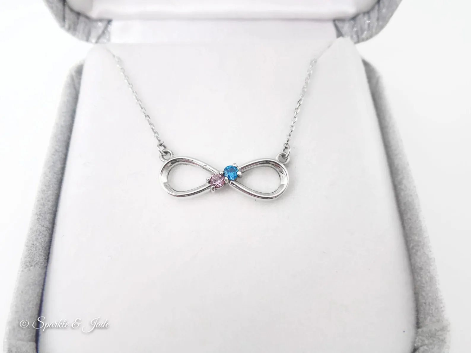 Infinity Mother's Family Birthstone Station Pendant Necklace