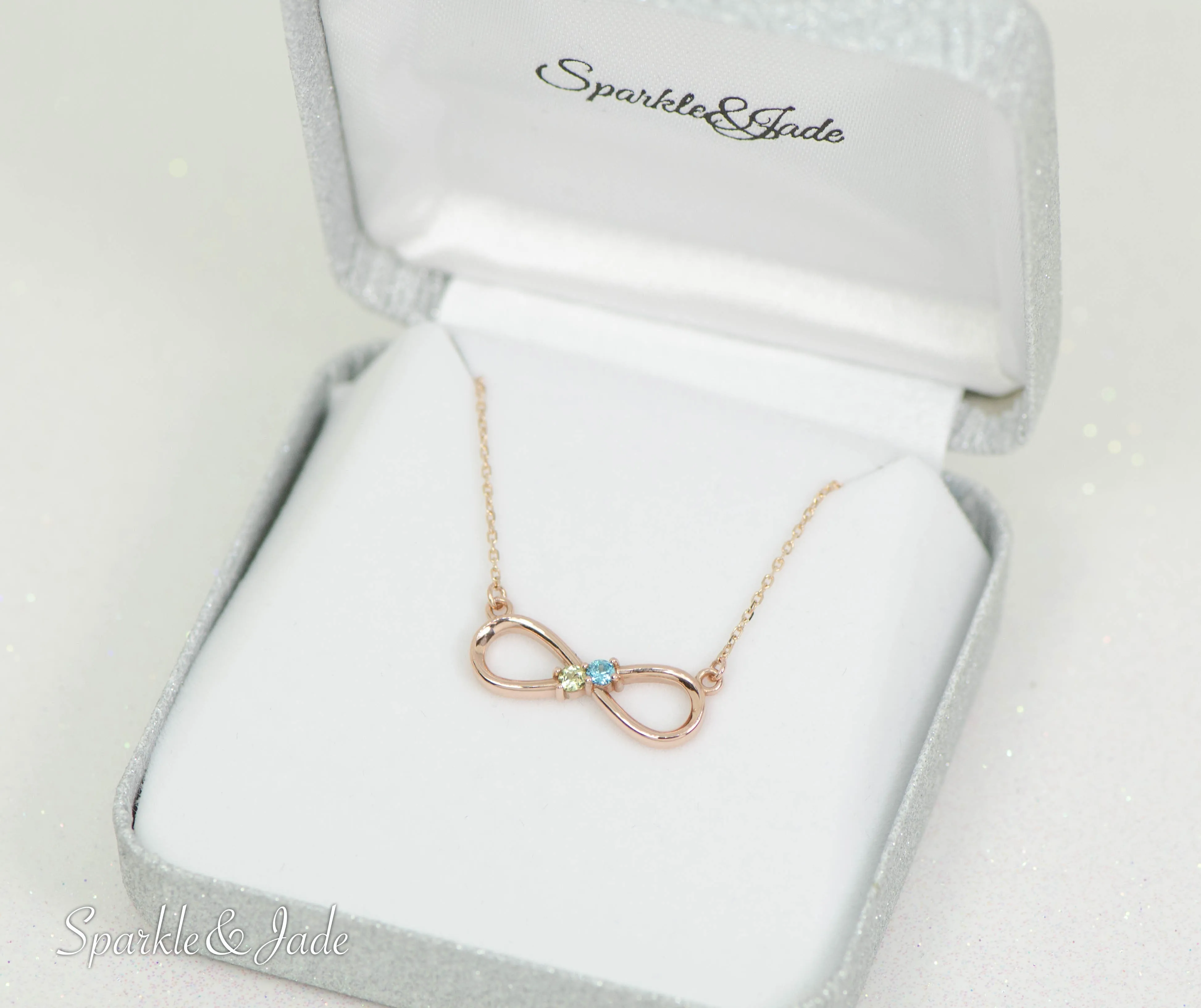 Infinity Mother's Family Birthstone Station Pendant Necklace