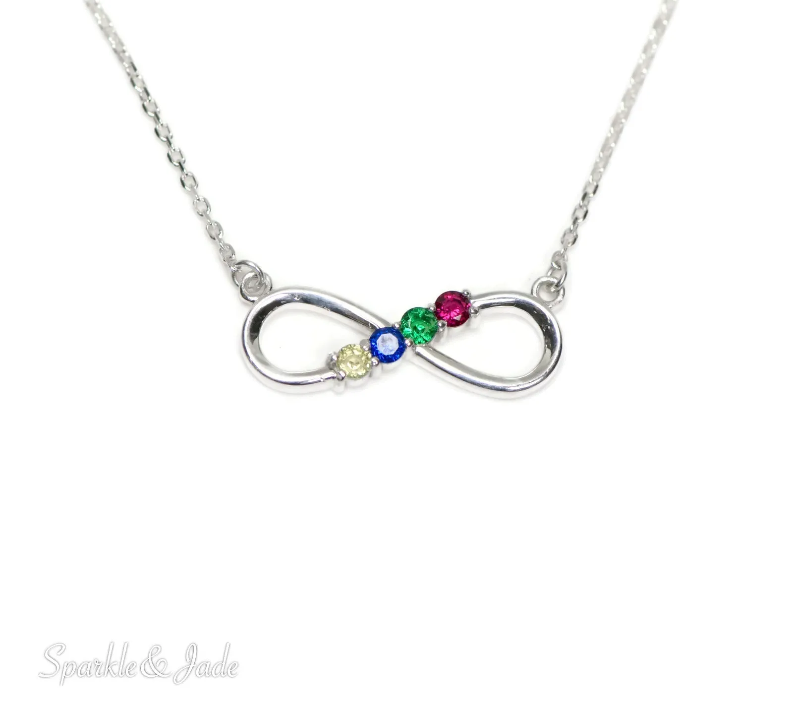 Infinity Mother's Family Birthstone Station Pendant Necklace