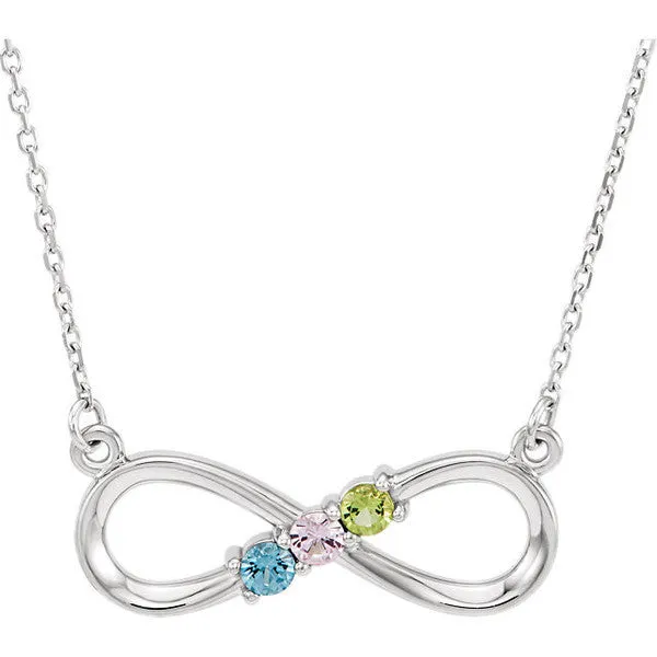 Infinity Mother's Family Birthstone Station Pendant Necklace