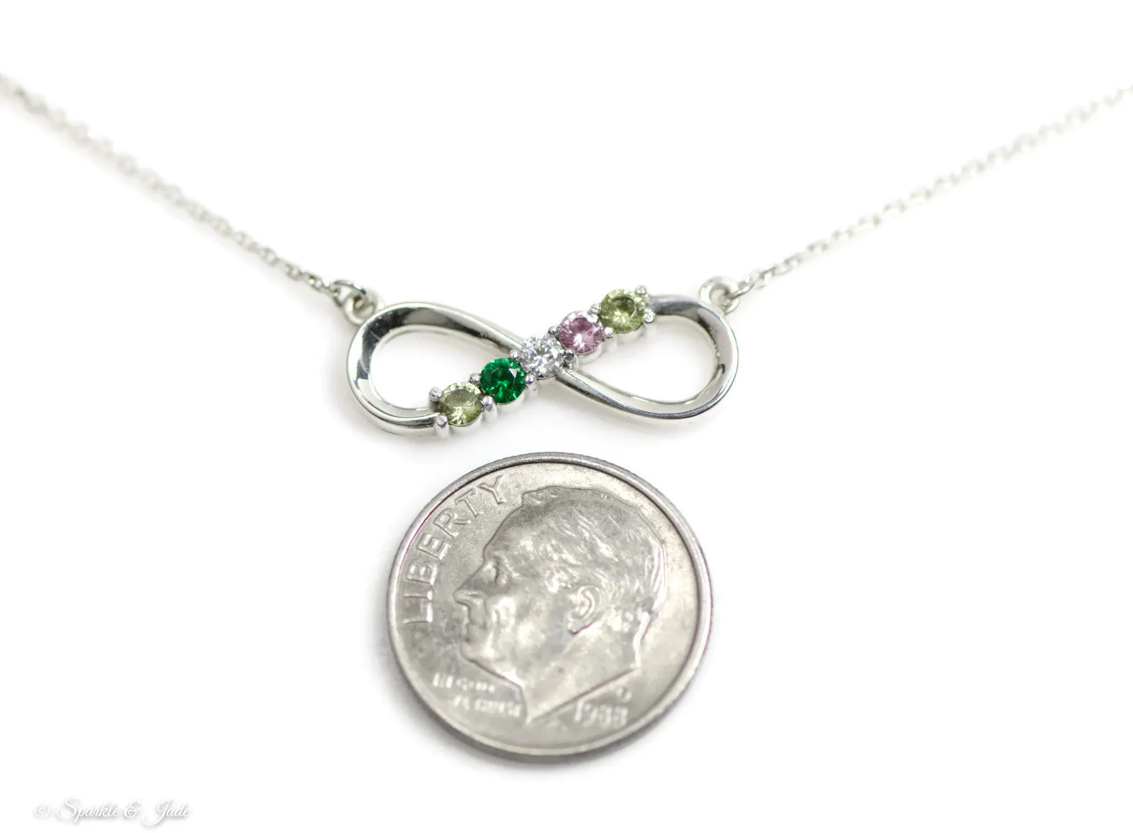 Infinity Mother's Family Birthstone Station Pendant Necklace