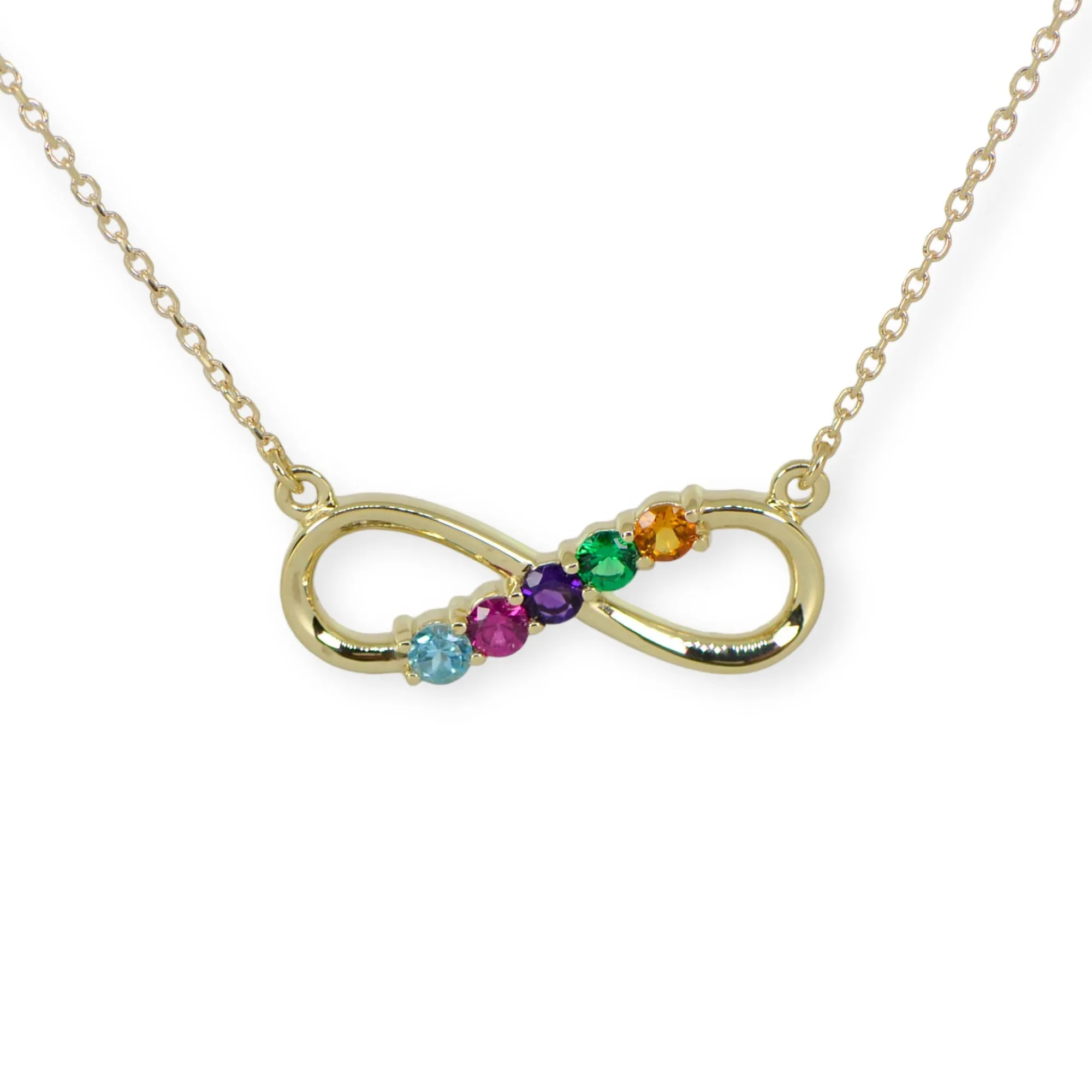 Infinity Mother's Family Birthstone Station Pendant Necklace