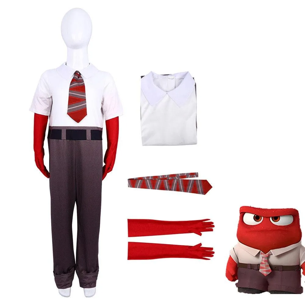 Inside Out 2 Anger Costume Halloween Stage Performance Outfit for Kids and Adults