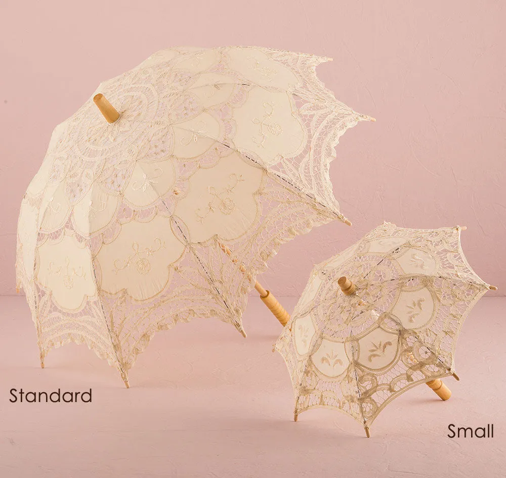 Ivory Battenburg Lace Parasol - Small