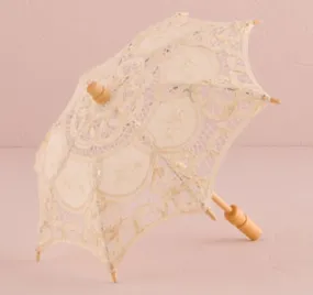 Ivory Battenburg Lace Parasol - Small