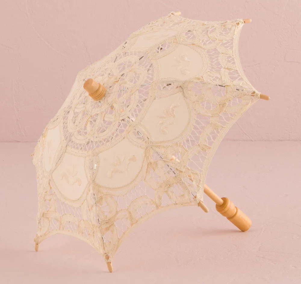 Ivory Battenburg Lace Parasol - Small