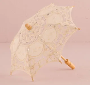 Ivory Battenburg Lace Parasol - Small