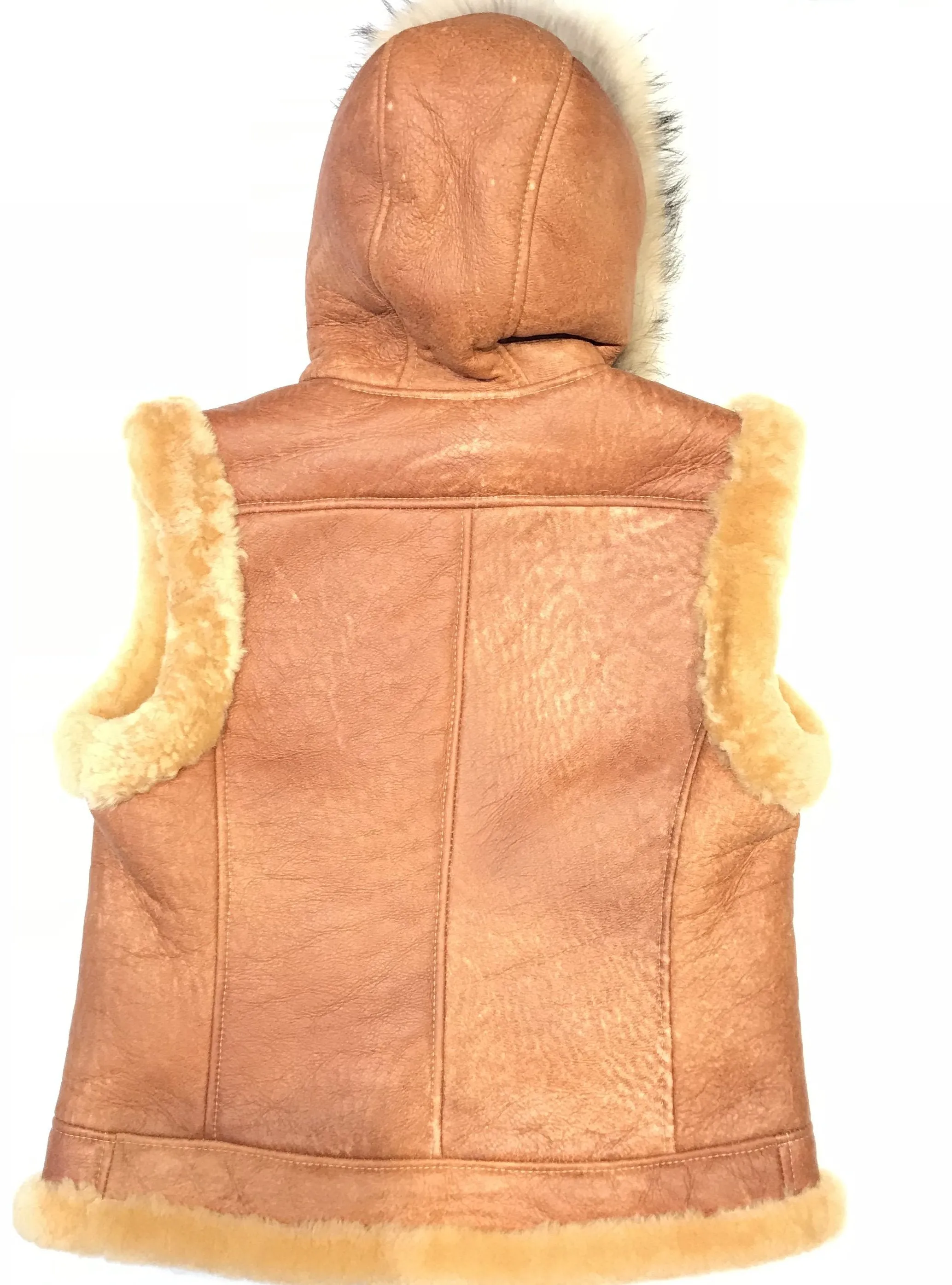 Kashani Cognac Fox Fur Shearling Vest