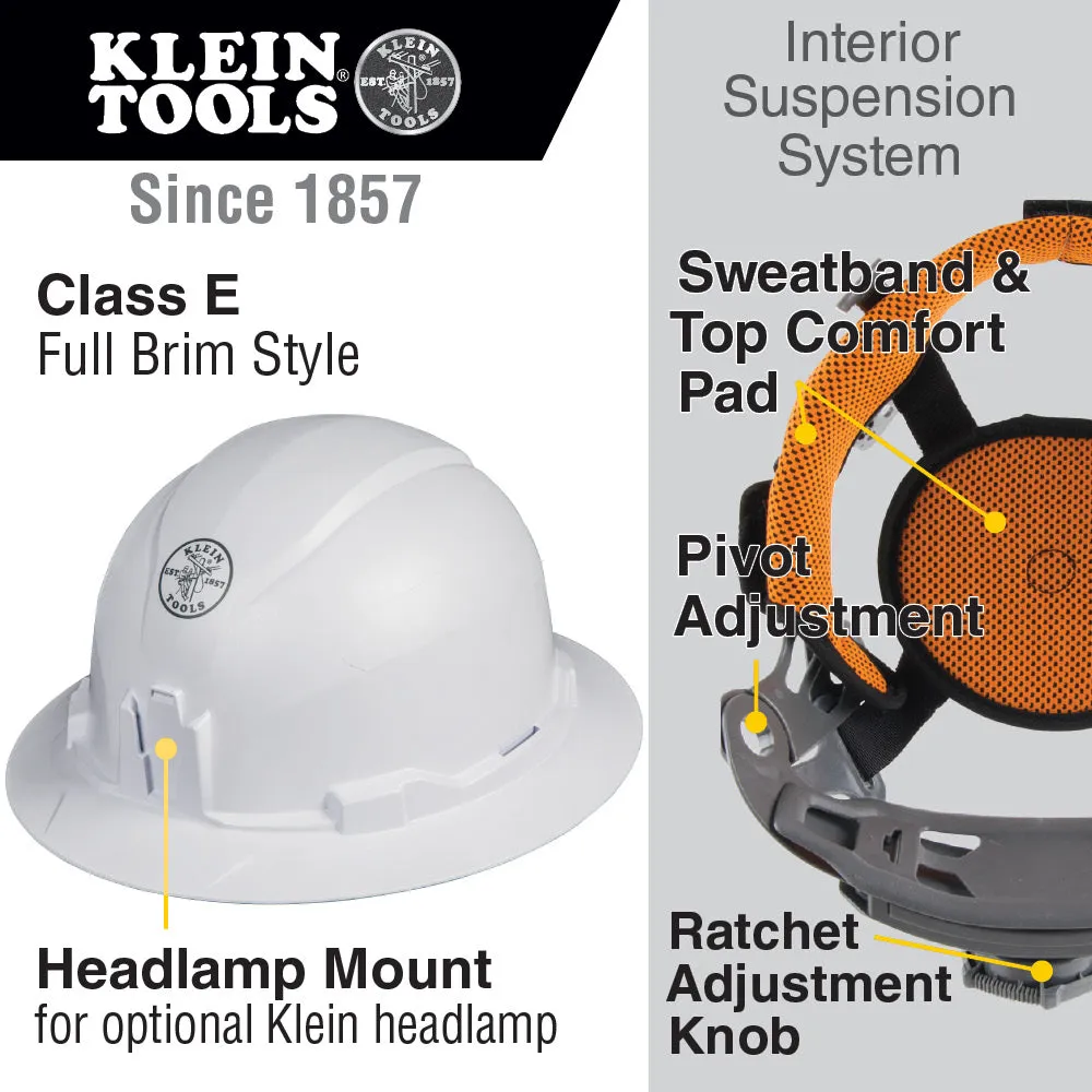 Klein 60400 Hard Hat, Non-vented, Full Brim Style