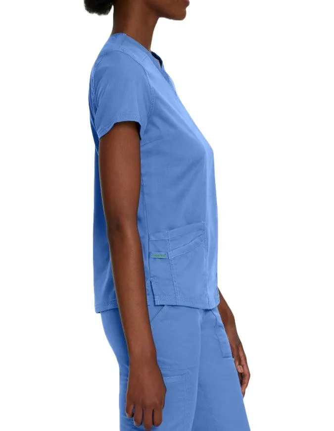 Landau Proflex Women's Modern V-Neck Tunic Solid Scrub Top