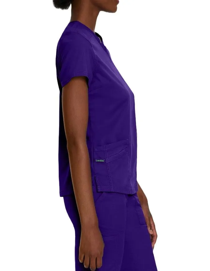 Landau Proflex Women's Modern V-Neck Tunic Solid Scrub Top