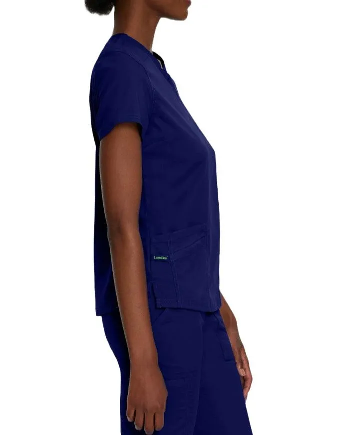 Landau Proflex Women's Modern V-Neck Tunic Solid Scrub Top