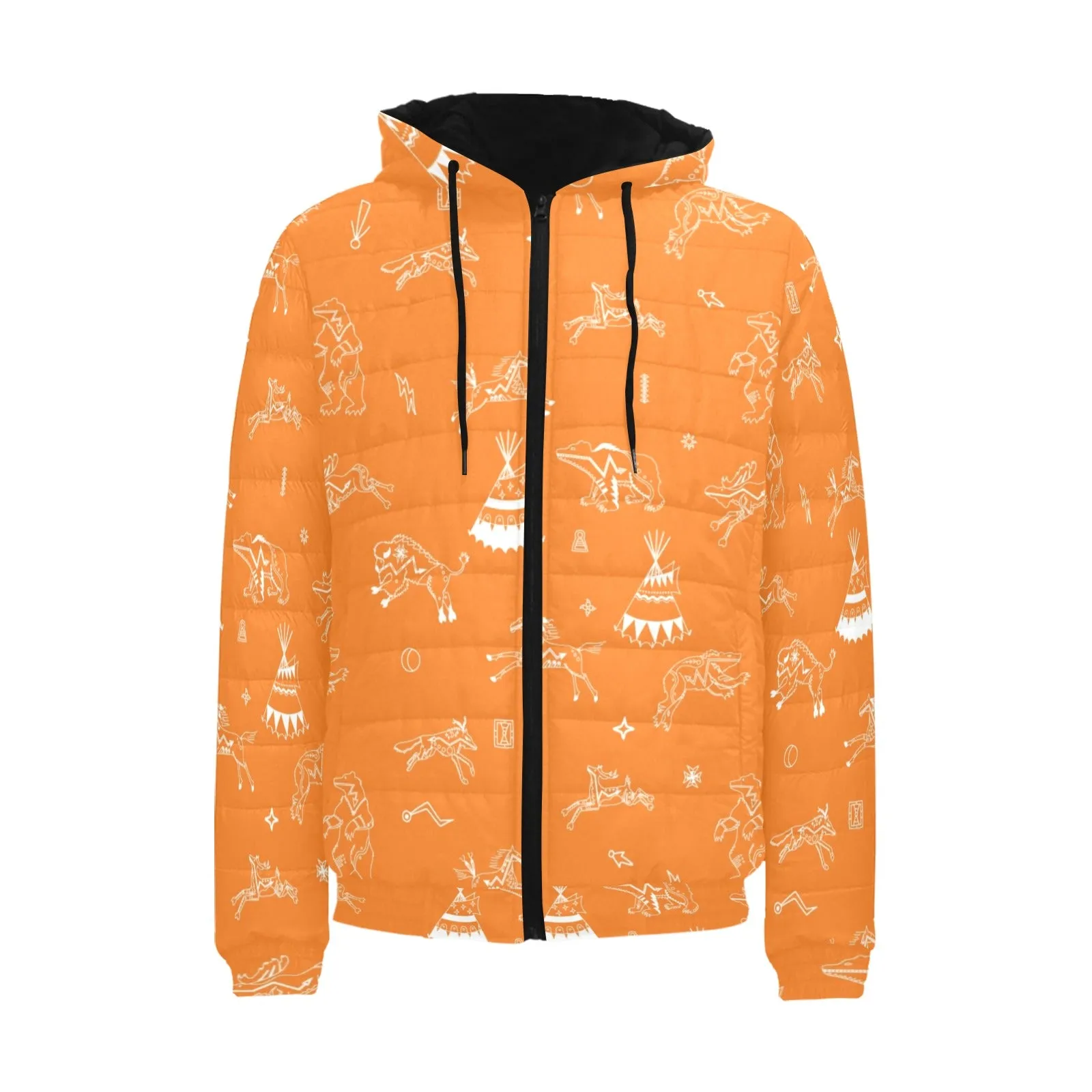 Ledger Dabbles Orange Men's Padded Hooded Jacket