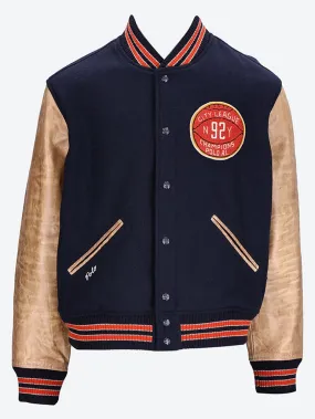 Lined varsity bomber jacket