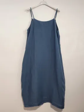 Linen Summer Slip Tulip Dress - Navy