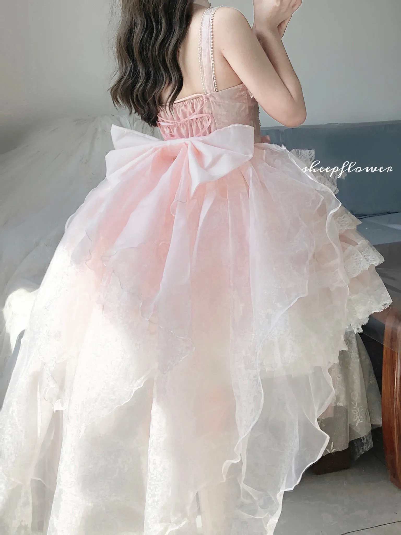 Lolita White Pink Layered Cake Skirt Cute And Sweet