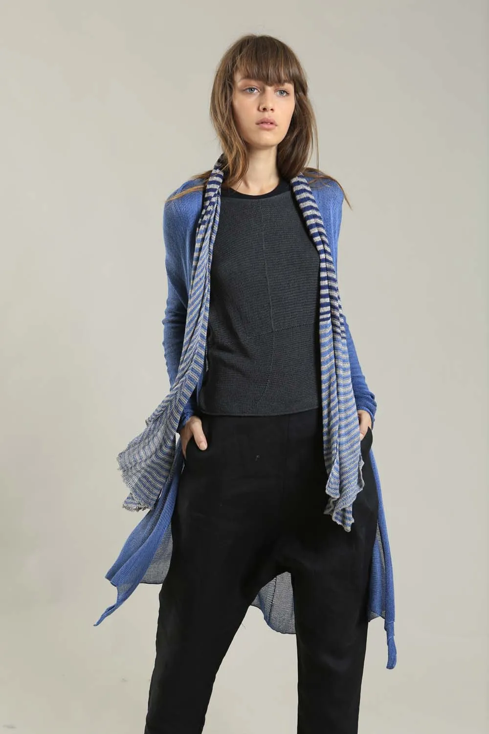 Long Bamboo Cardigan in Peacock Blue