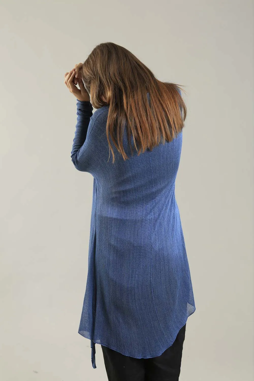 Long Bamboo Cardigan in Peacock Blue