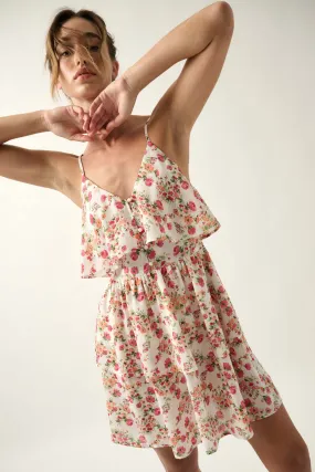 Love Me Lots Floral Tiered Flounce Mini Dress