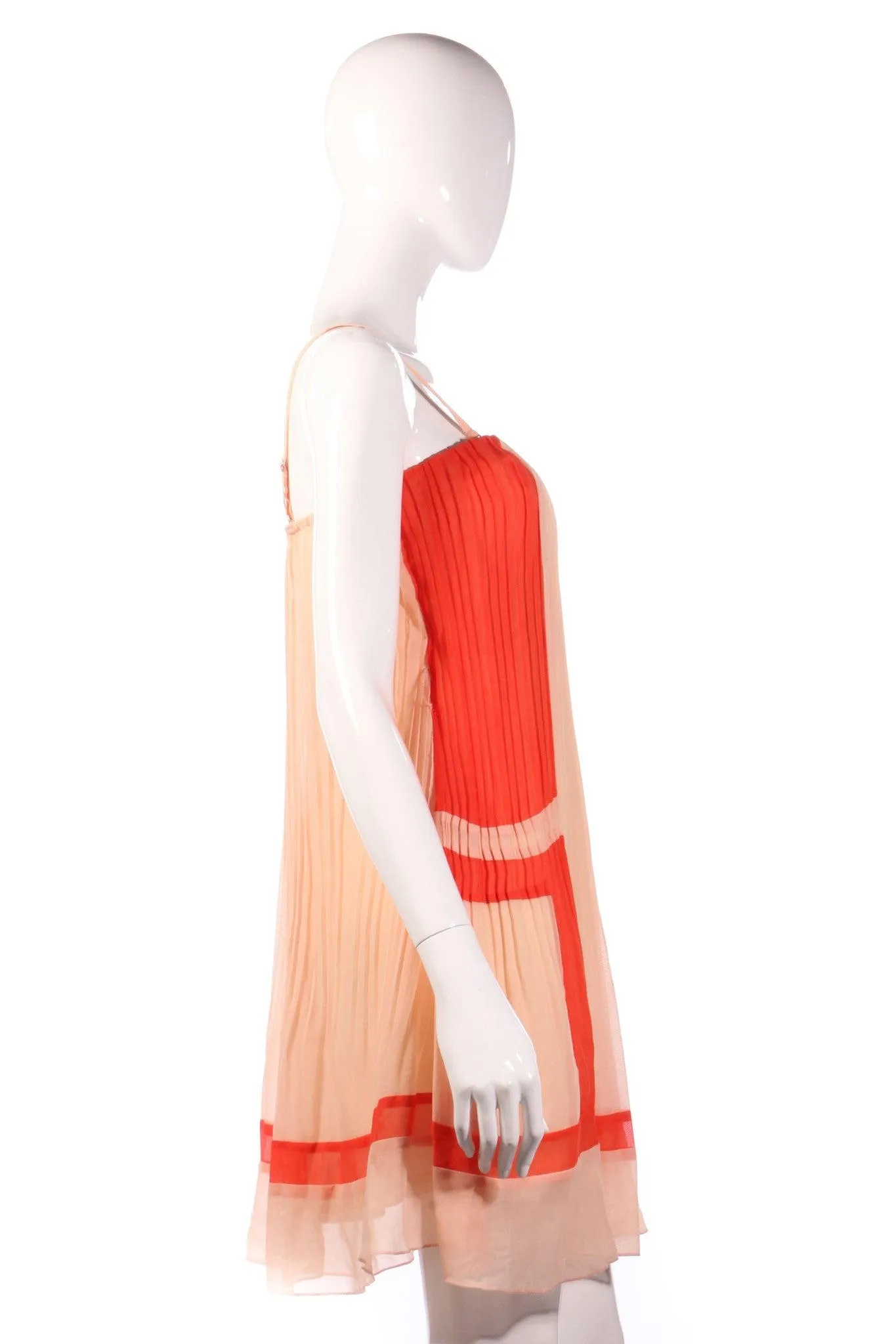 Luxe Collection Peach and Red Pleated Mini Dress Size M BNWT