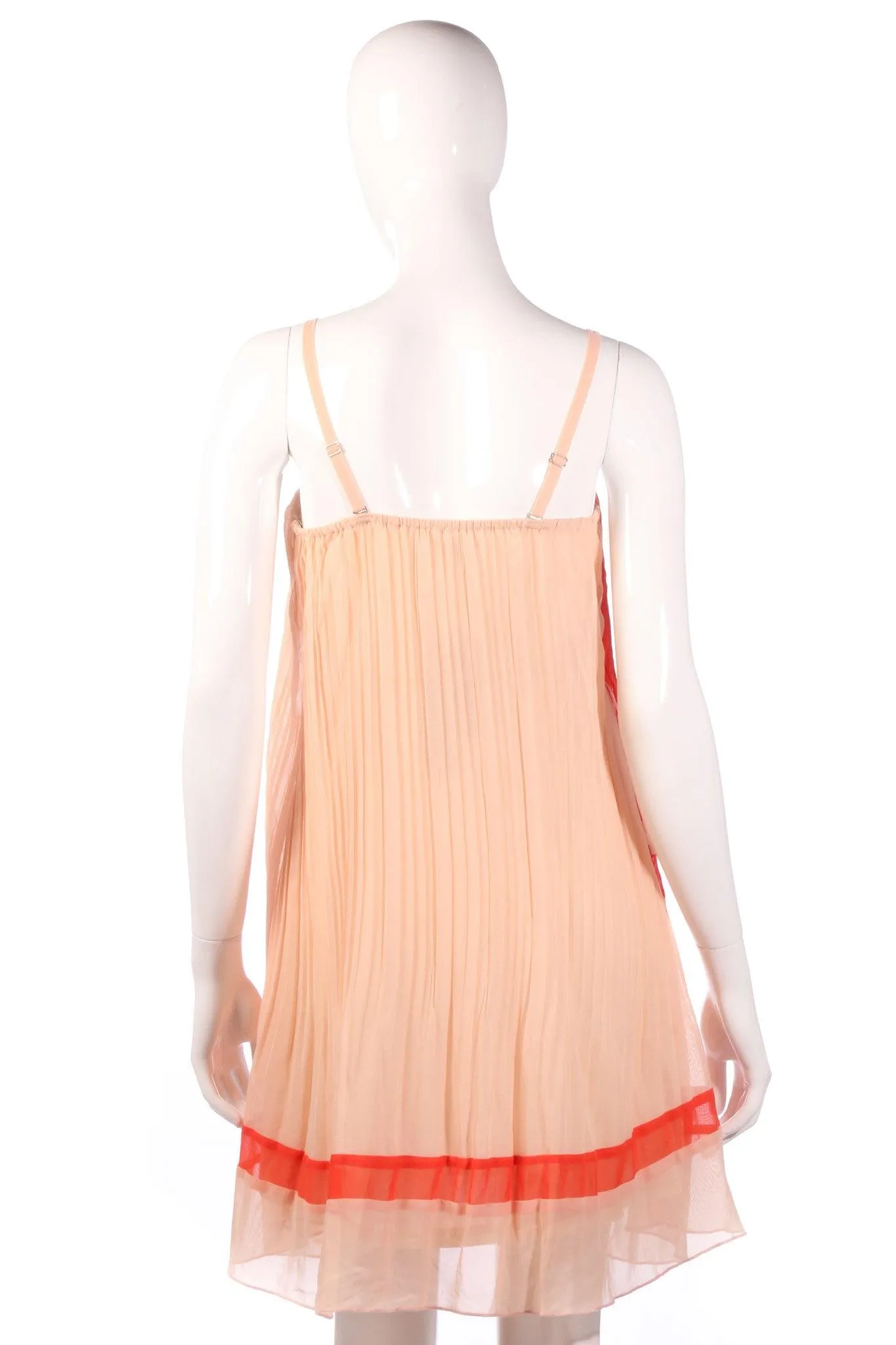 Luxe Collection Peach and Red Pleated Mini Dress Size M BNWT