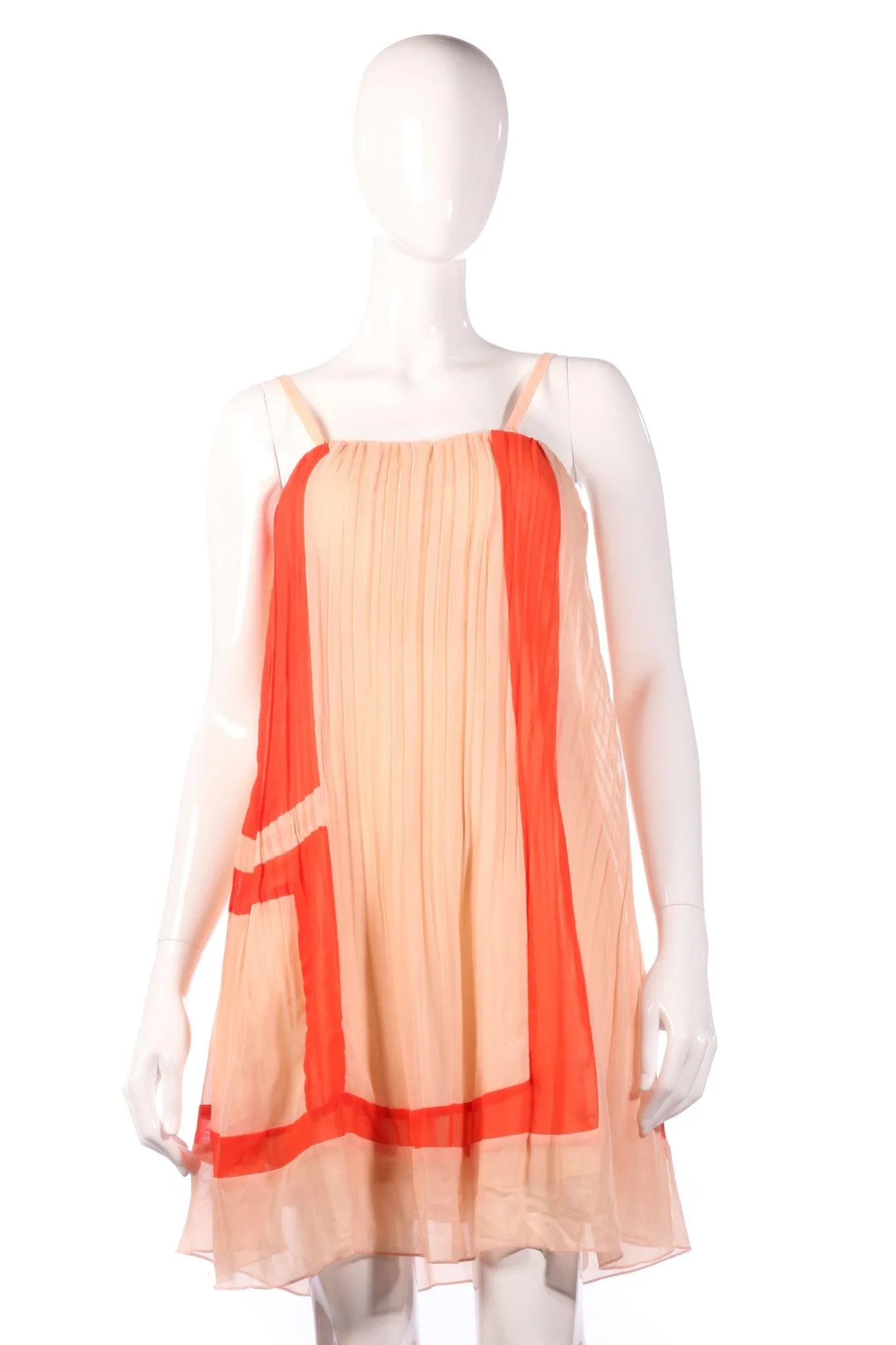 Luxe Collection Peach and Red Pleated Mini Dress Size M BNWT