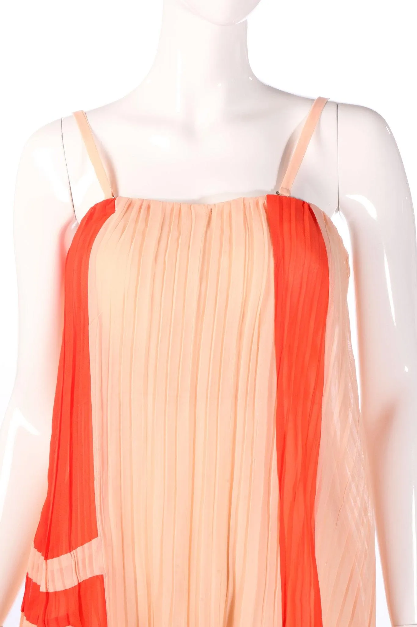 Luxe Collection Peach and Red Pleated Mini Dress Size M BNWT