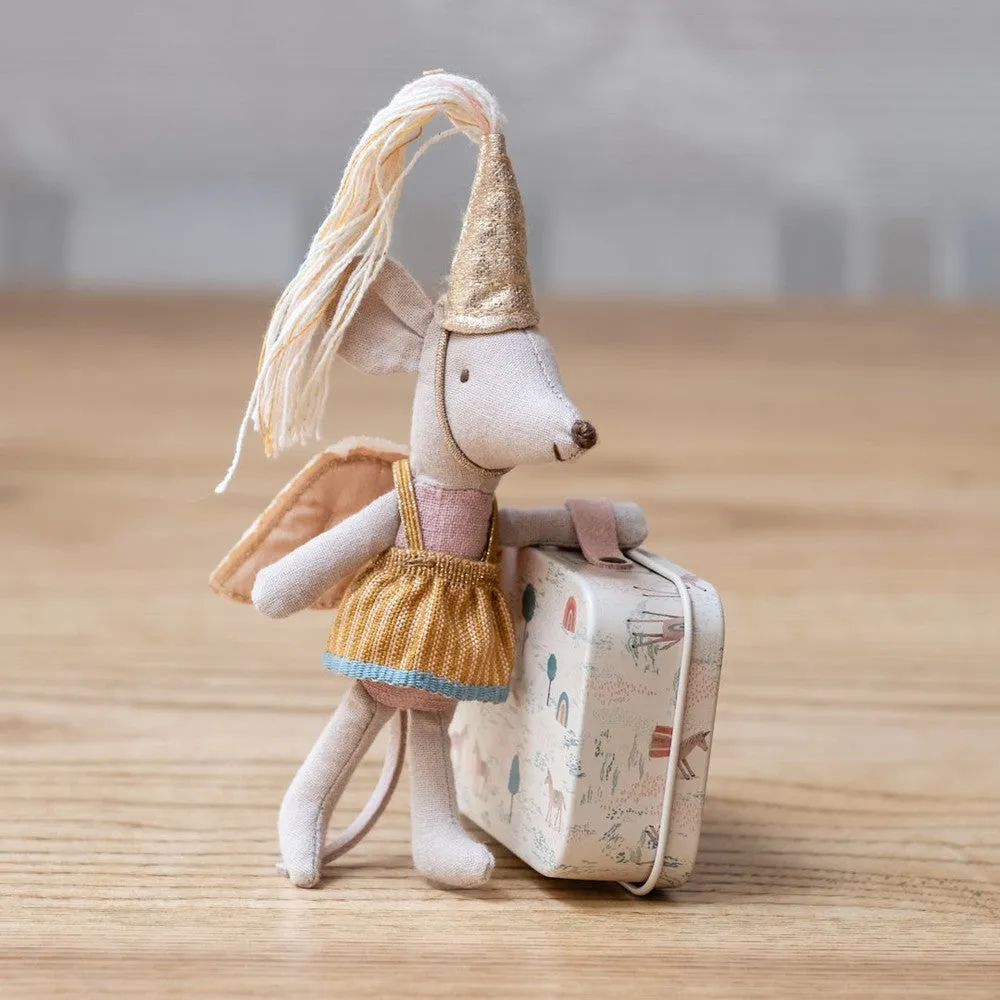 Maileg fairy clothes in suitcase, little sister mouse