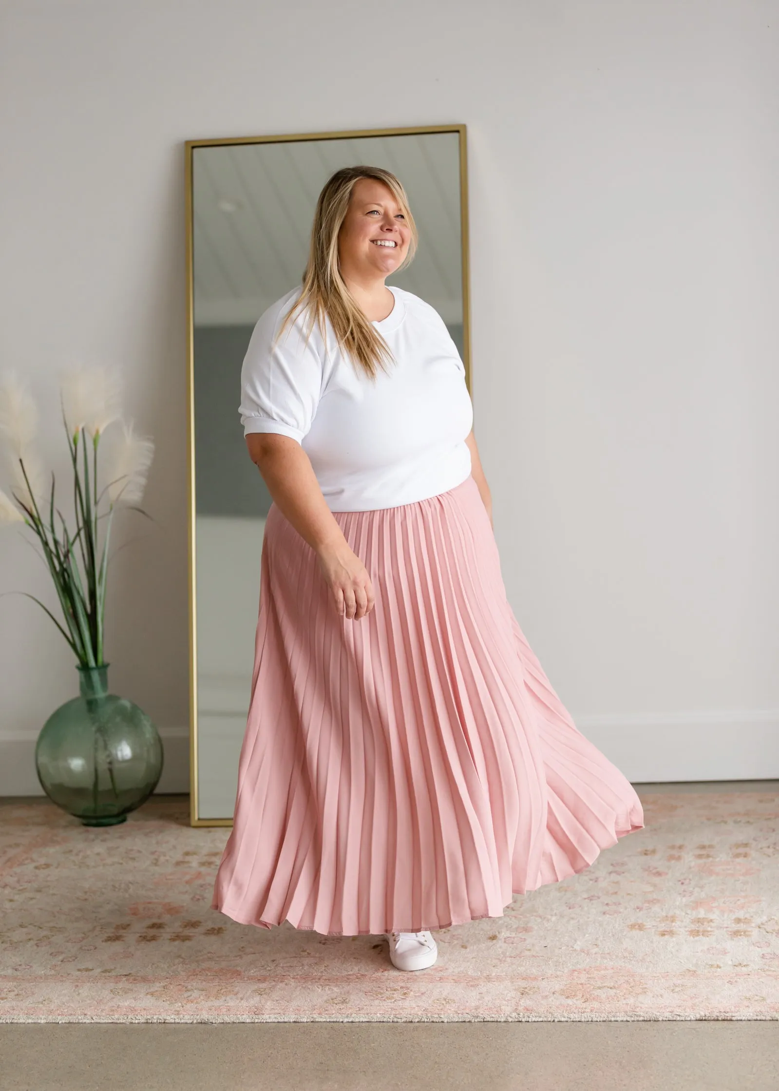 Mauve Pleated Midi Skirt - FINAL SALE