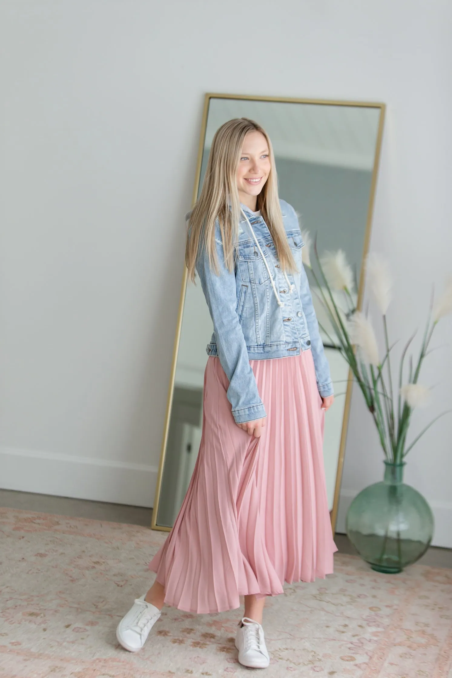 Mauve Pleated Midi Skirt - FINAL SALE