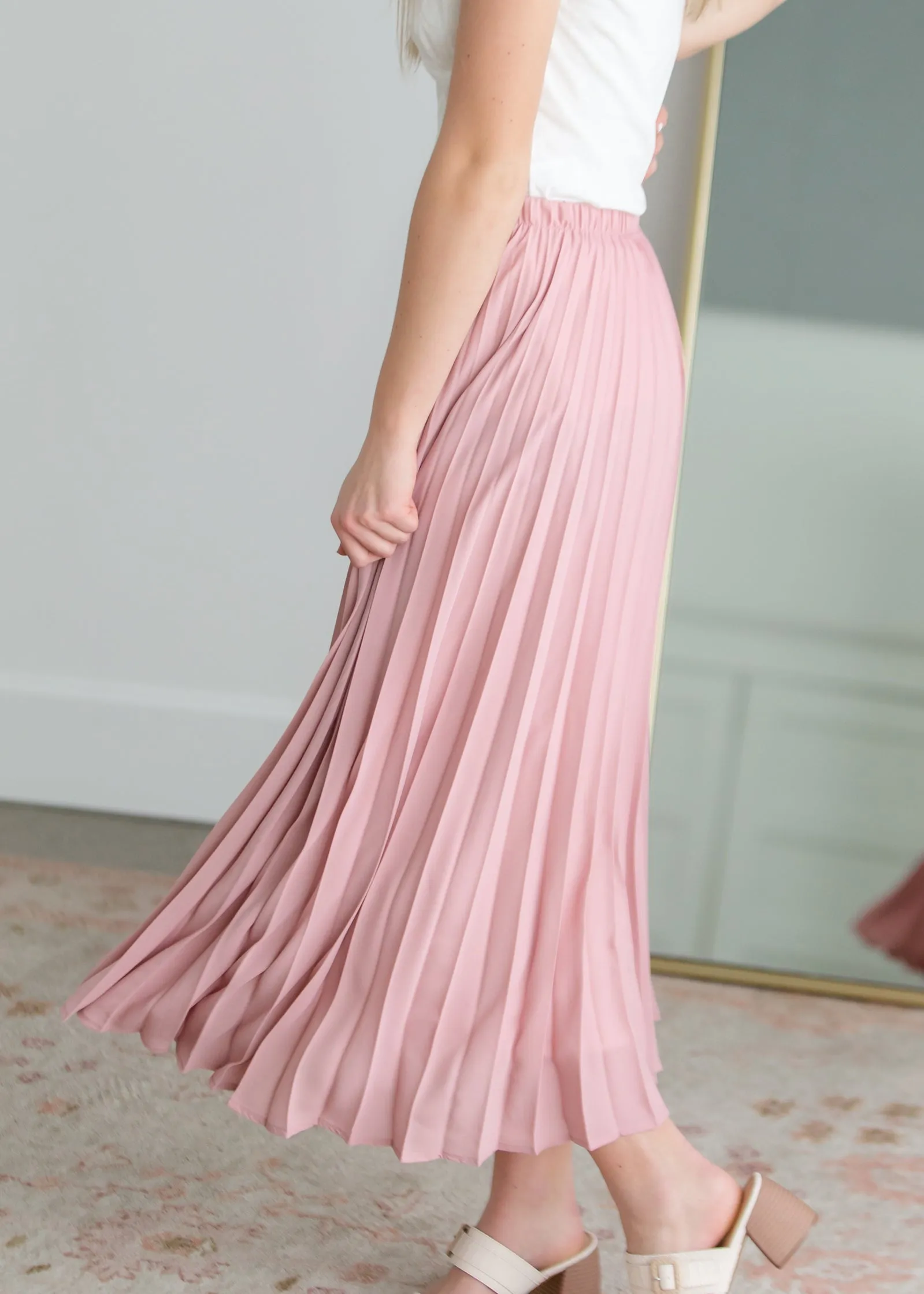 Mauve Pleated Midi Skirt - FINAL SALE