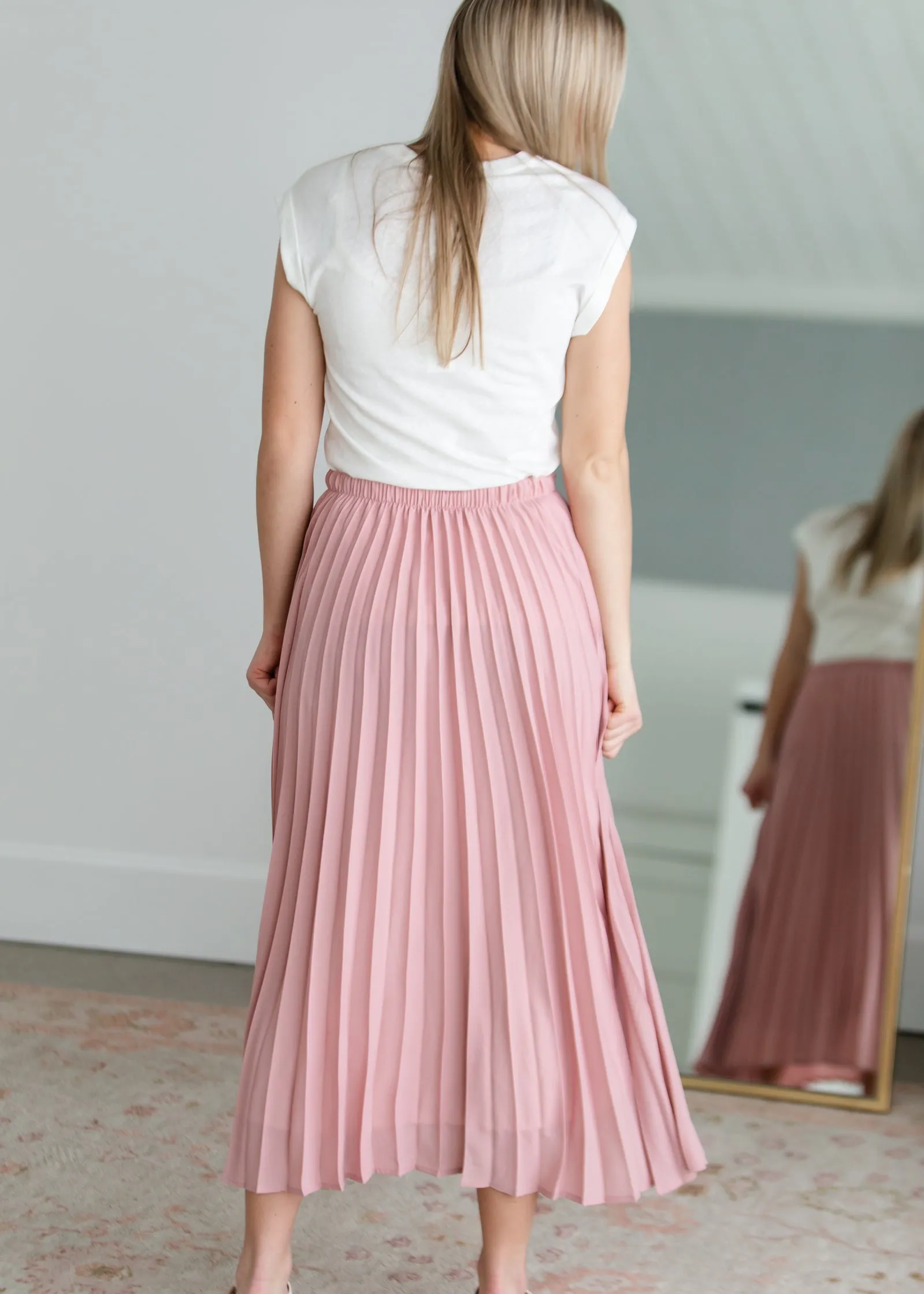 Mauve Pleated Midi Skirt - FINAL SALE