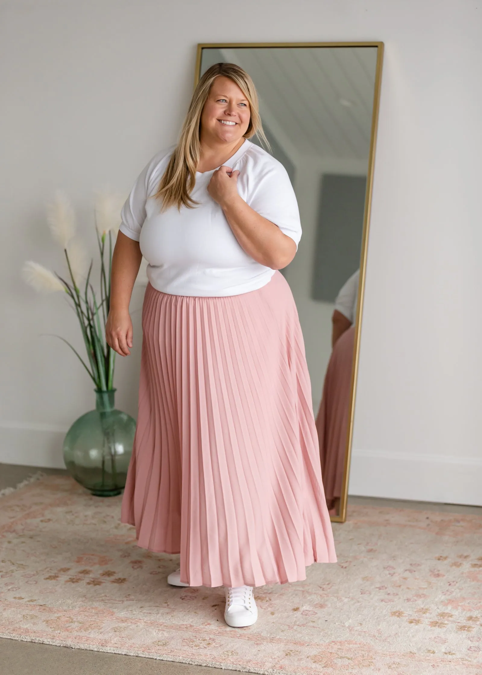 Mauve Pleated Midi Skirt - FINAL SALE