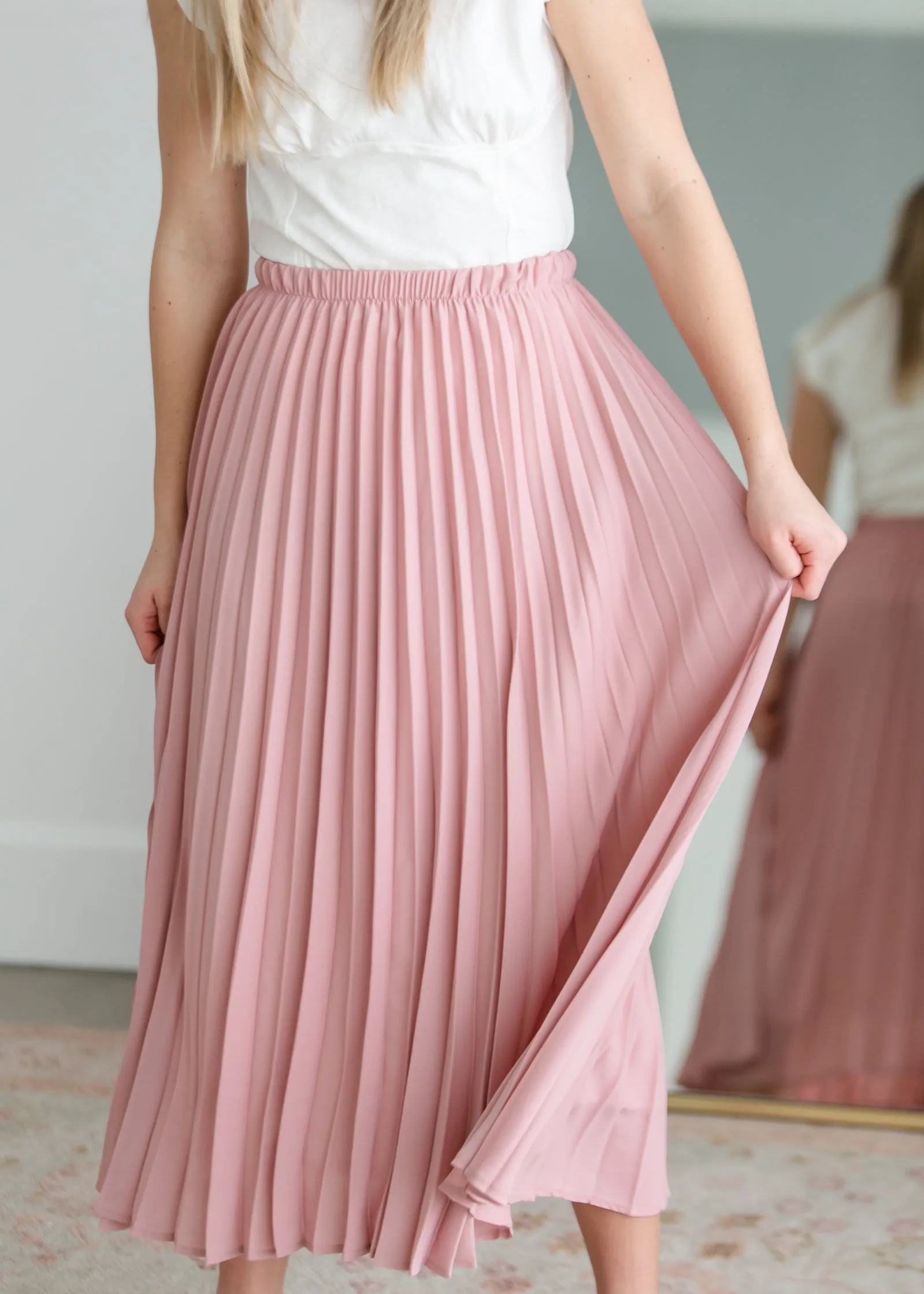 Mauve Pleated Midi Skirt - FINAL SALE