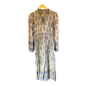 Mayur Cotton Light Blue Patterned Long Sleeved Dress UK Size 10