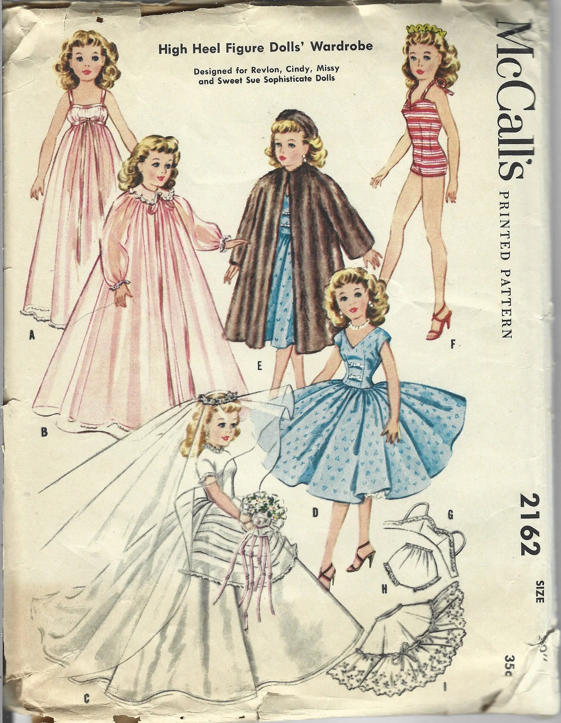 McCalls 2162 Doll Clothes 20 inch Vintage Sewing Craft Pattern 1950s