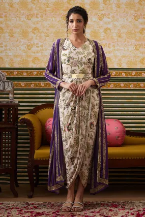 Mehr Drape Dress With Printed Jacket