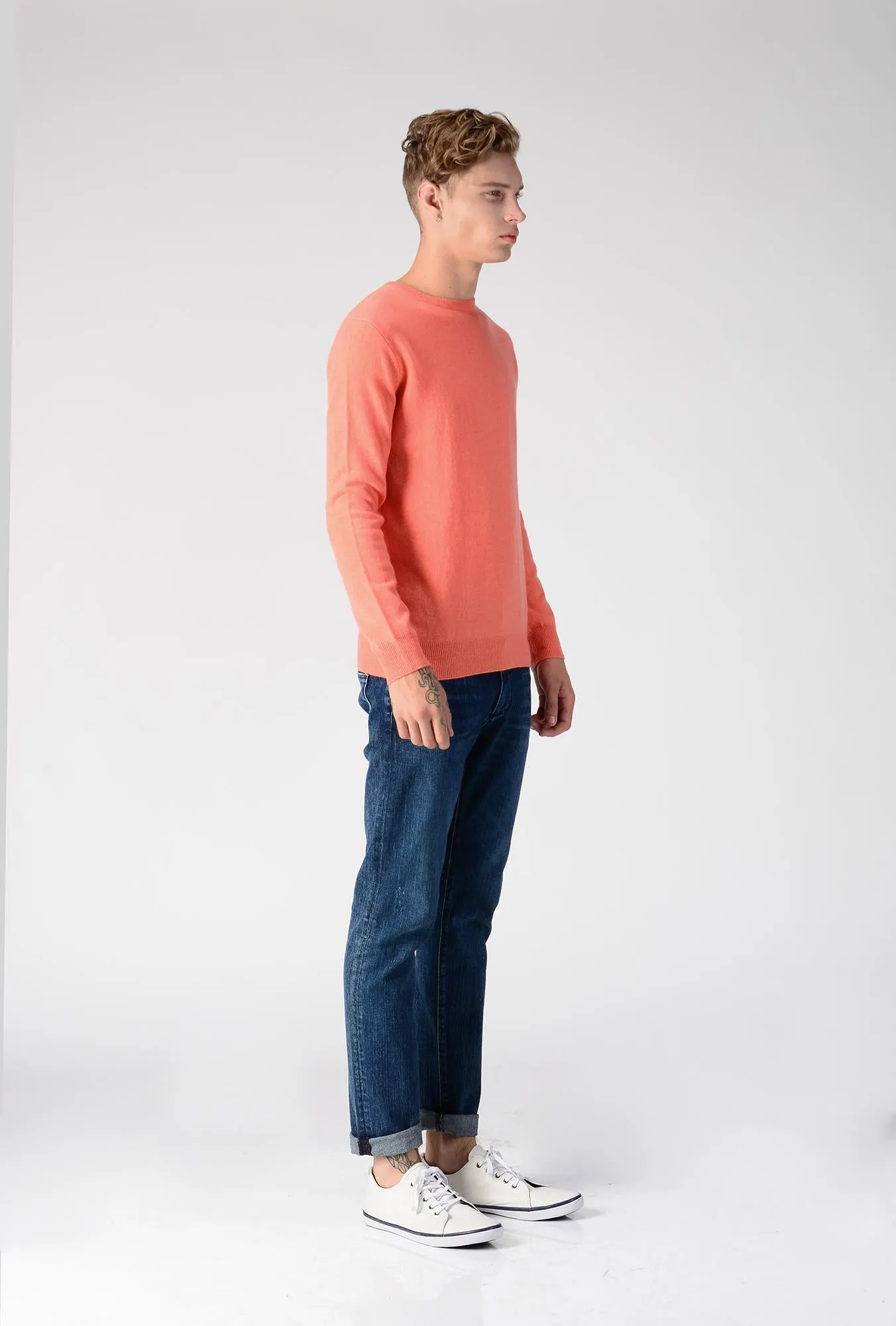 Men Crew Neck Sweater_Coral