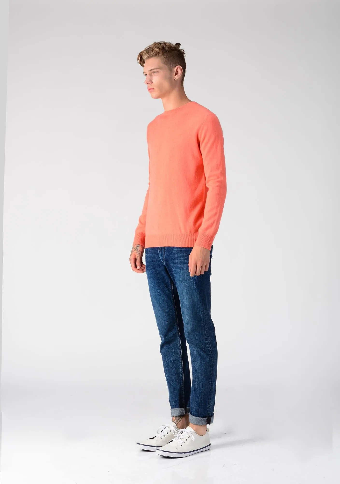 Men Crew Neck Sweater_Coral