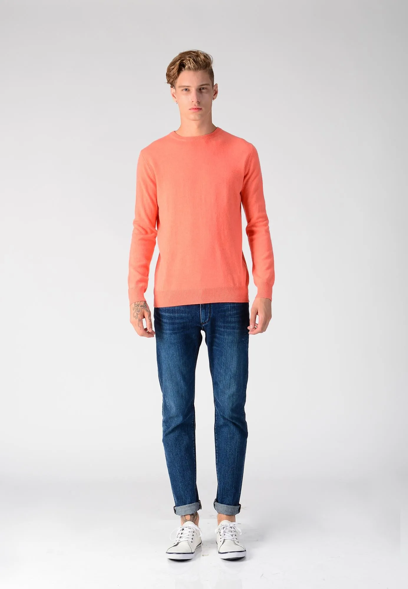 Men Crew Neck Sweater_Coral