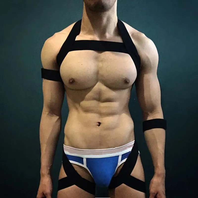 Men's Halter Neck Elastic Strap Bondage