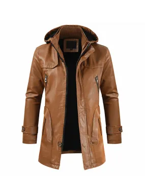 Men's PU Mid Length Coat