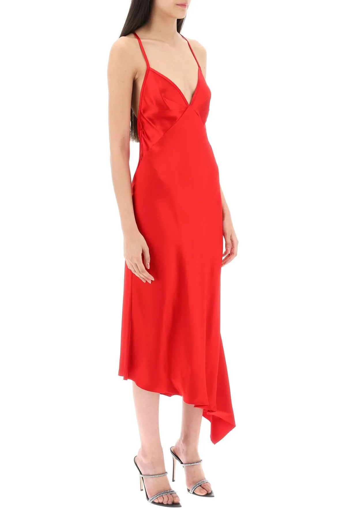 N.21 satin slip dress with asymmetrical hem