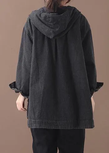 Natural black Plus Size tunic pattern Tutorials side open hooded coat