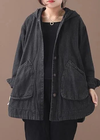 Natural black Plus Size tunic pattern Tutorials side open hooded coat