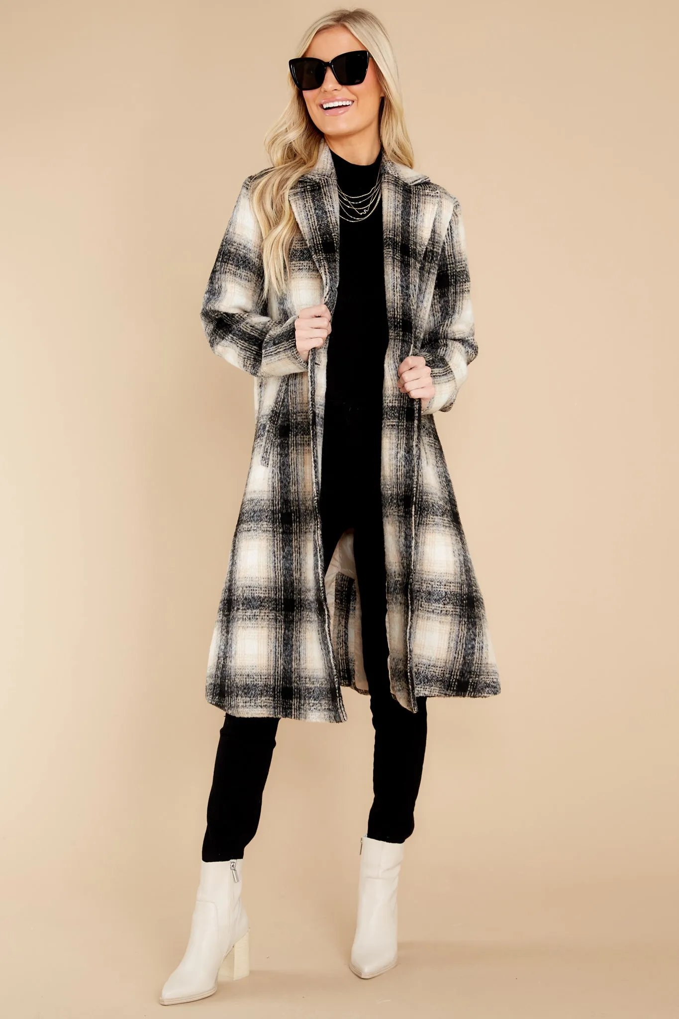 Never Too Cold Beige Plaid Coat