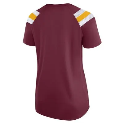 New - NFL Washington Commanders Women's Authentic Mesh Short Sleeve Lace Up V-Neck Fashion Jersey - S