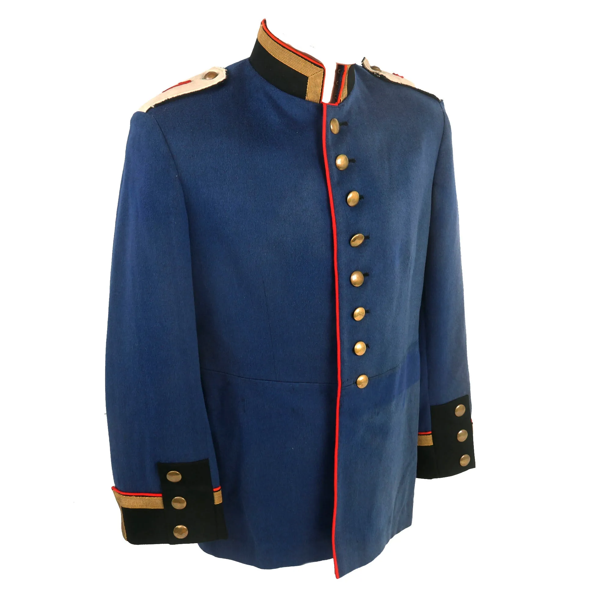 Original German Pre-WWI Imperial German Prussian Army Artillery Regiment M1895 Dunkelblau Waffenrock Tunic With  Unit Corresponding Shoulder Straps